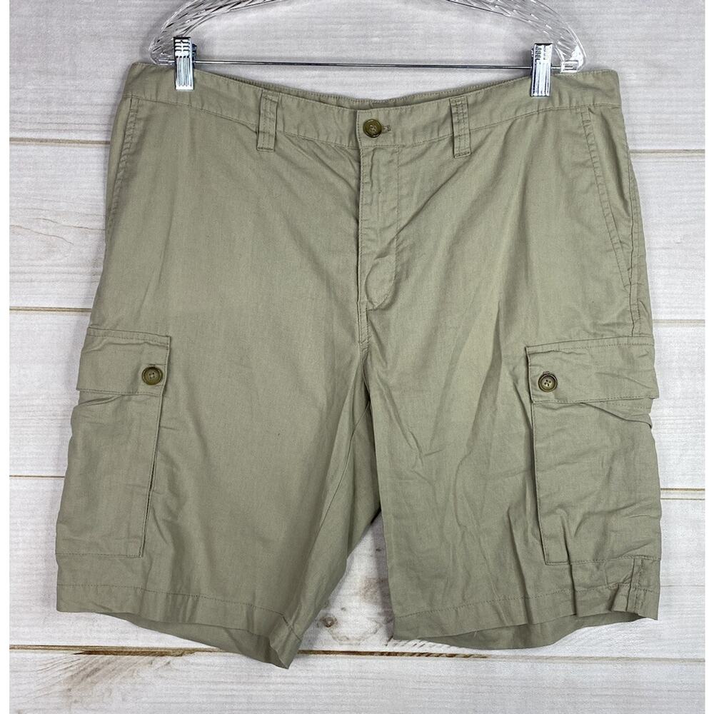 Michael Kors LinenCargo Shorts Mens 38 Beige Pockets Flat Front Travel